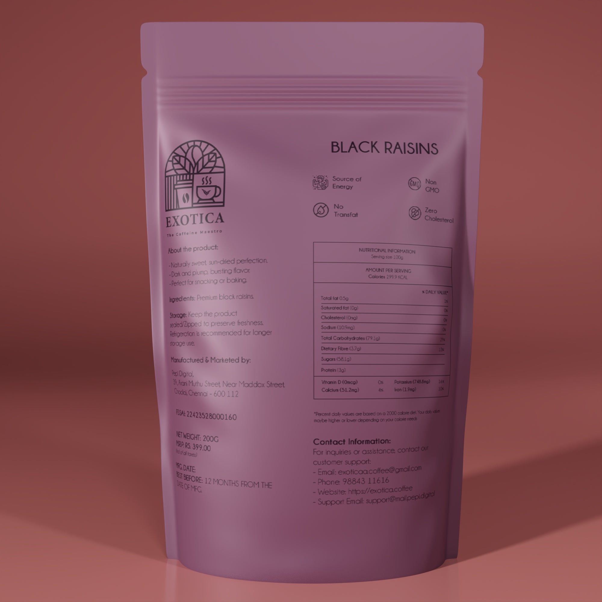 Exotica Black Raisins (200g)