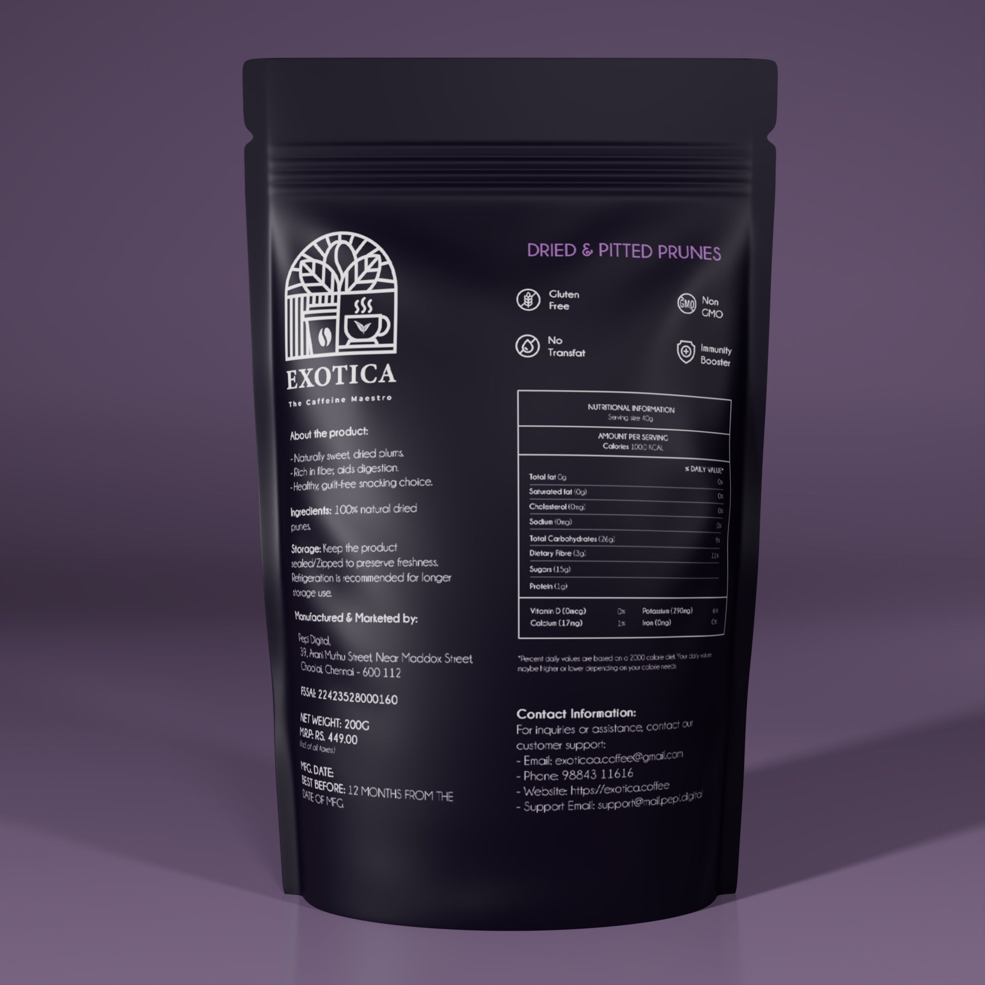Exotica Dry and Pitted Prunes (200g)